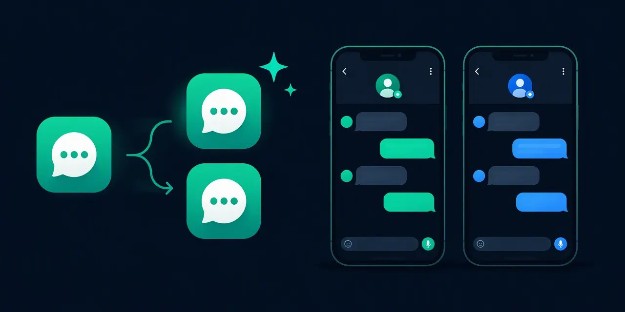 Dual apps feature cloning WhatsApp on Android to run a second account with a virtual number side by side