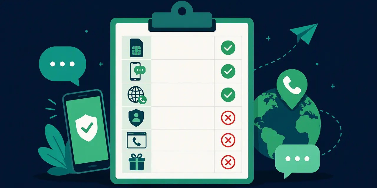 Checklist of free virtual number methods that still work for WhatsApp in 2026 with ticks and crosses